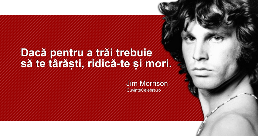 "Dacă pentru a trăi trebuie să te târăști, ridică-te și mori." Jim Morrison