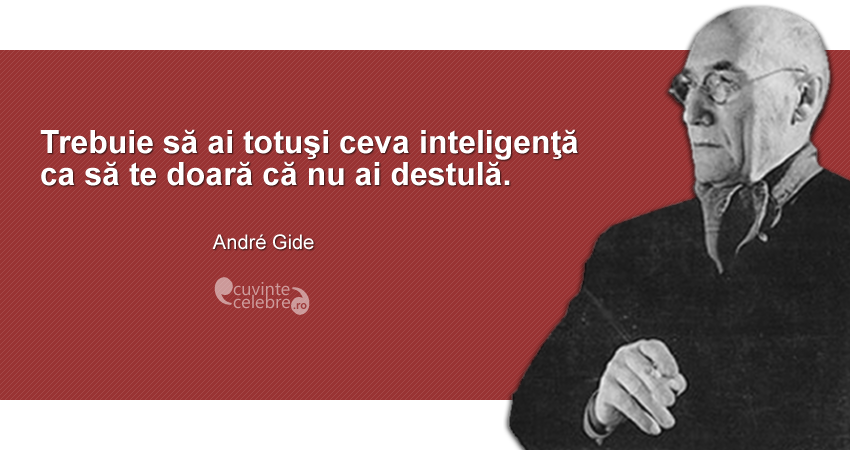 "Trebuie să ai totuşi ceva inteligenţă ca să te doară că nu ai destulă." André Gide