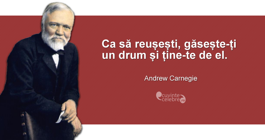 "Ca să reușești, găsește-ți un drum și ține-te de el." Andrew Carnegie