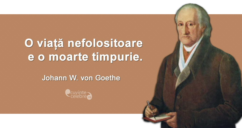 "O viață nefolositoare e o moarte timpurie." Johann Wolfgang von Goethe