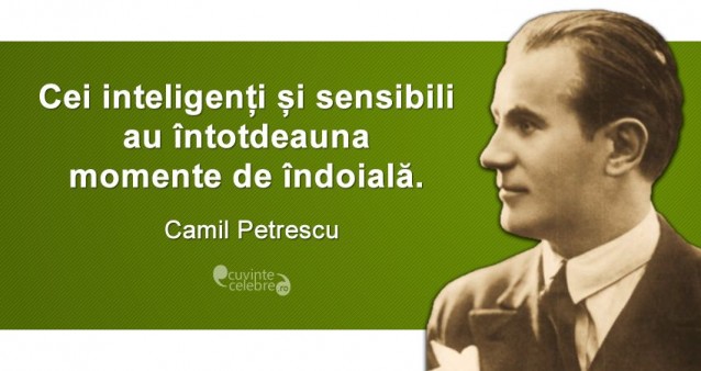„Cei inteligenți și sensibili au întotdeauna momente de îndoială.” Camil Petrescu