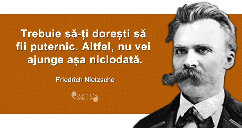 ”Trebuie să-ți dorești să fii puternic. Altfel, nu vei ajunge așa niciodată.” Friedrich Nietzsche